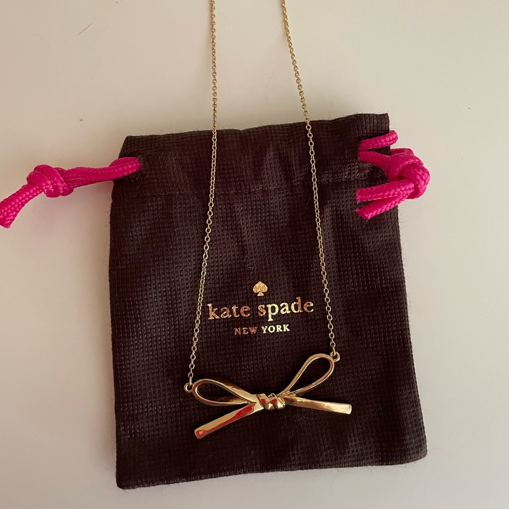 Kate Spade Long Gold Bow Necklace - Picture 1 of 5